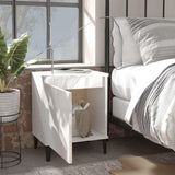 Vidaxl nachtkastje met metalen poten 40x30x50 cm hoogglans wit