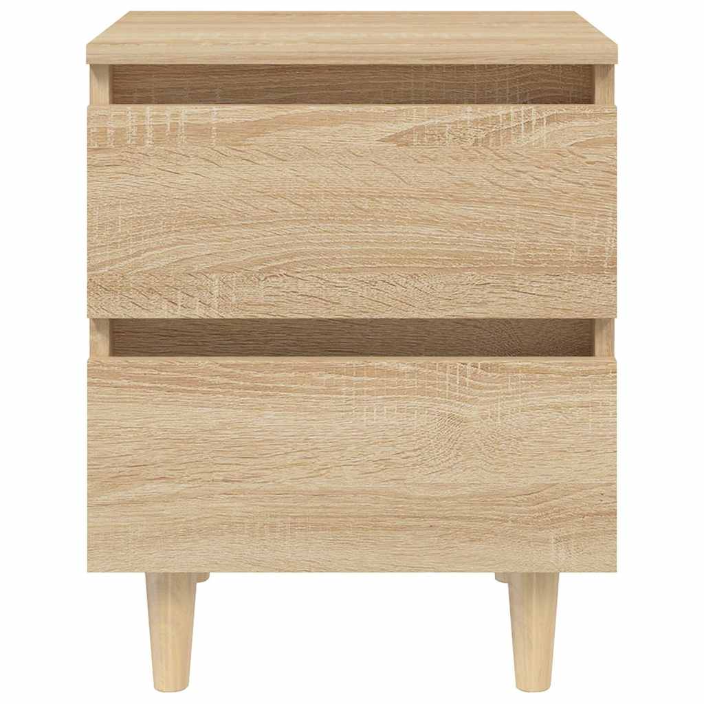 Vidaxl nachtkastje met houten poten 40x35x50 cm sonoma eikenkleurig