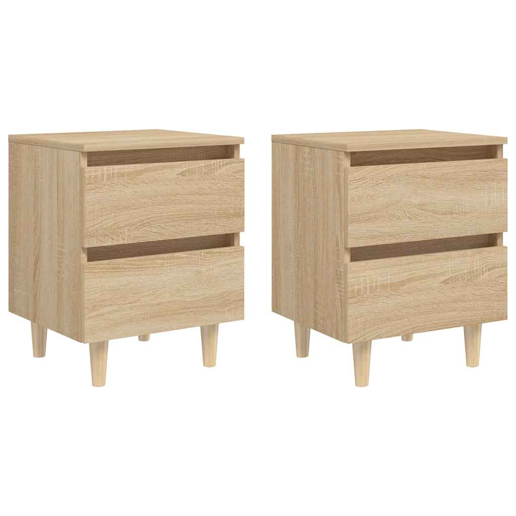 Vidaxl nachtkastjes 2 st met houten poten 40x35x50cm sonoma eikenkleur