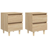 Vidaxl nachtkastjes 2 st met houten poten 40x35x50cm sonoma eikenkleur