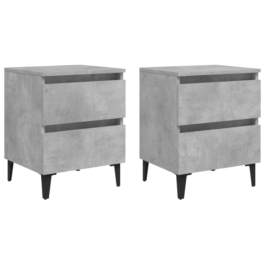 Vidaxl nachtkastjes 2 st 40x35x50 cm bewerkt hout betongrijs