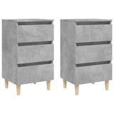 Vidaxl nachtkastjes 2 st met houten poten 40x35x69 cm betongrijs