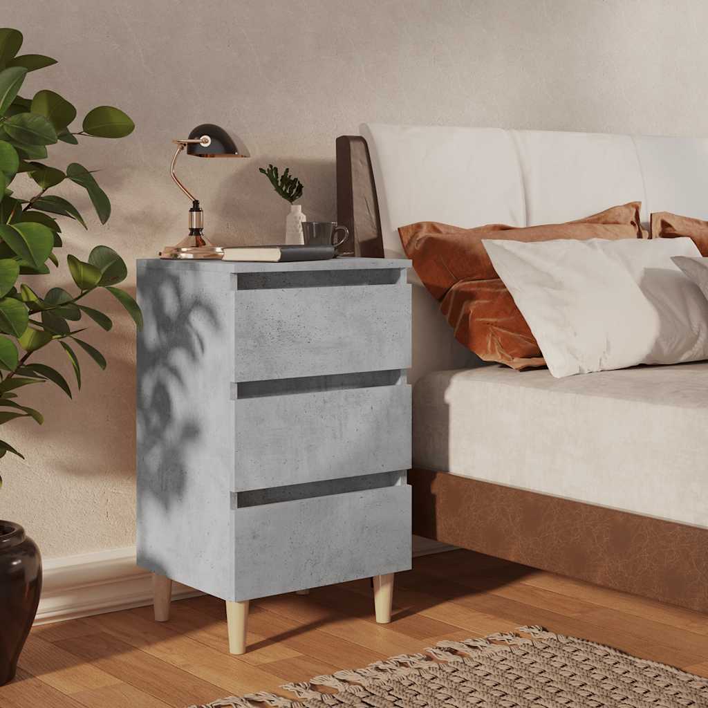 Vidaxl nachtkastjes 2 st met houten poten 40x35x69 cm betongrijs