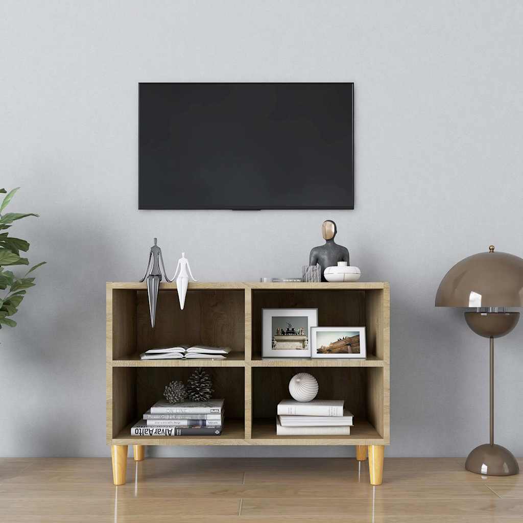 Vidaxl tv-meubel met houten poten 69,5x30x50 cm sonoma eikenkleurig
