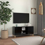 Vidaxl tv-meubel met massief houten poten 103,5x35x50 cm zwart