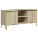 Vidaxl tv-meubel met houten poten 103,5x35x50 cm sonoma eikenkleurig