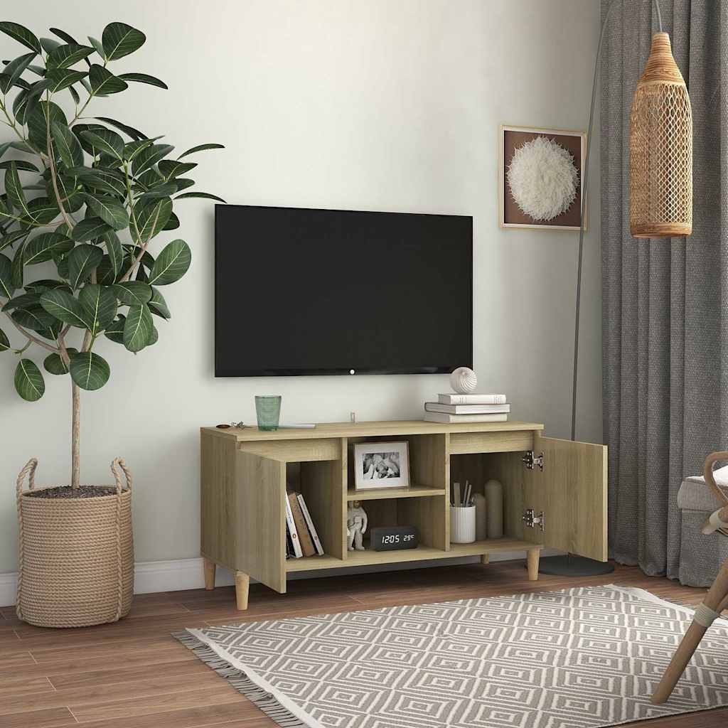 Vidaxl tv-meubel met houten poten 103,5x35x50 cm sonoma eikenkleurig