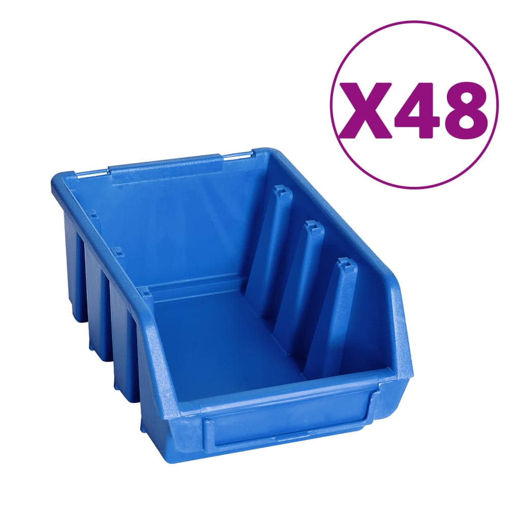 Ensemble de rangement Vidaxl 128 pièces avec panneaux muraux bleu et noir