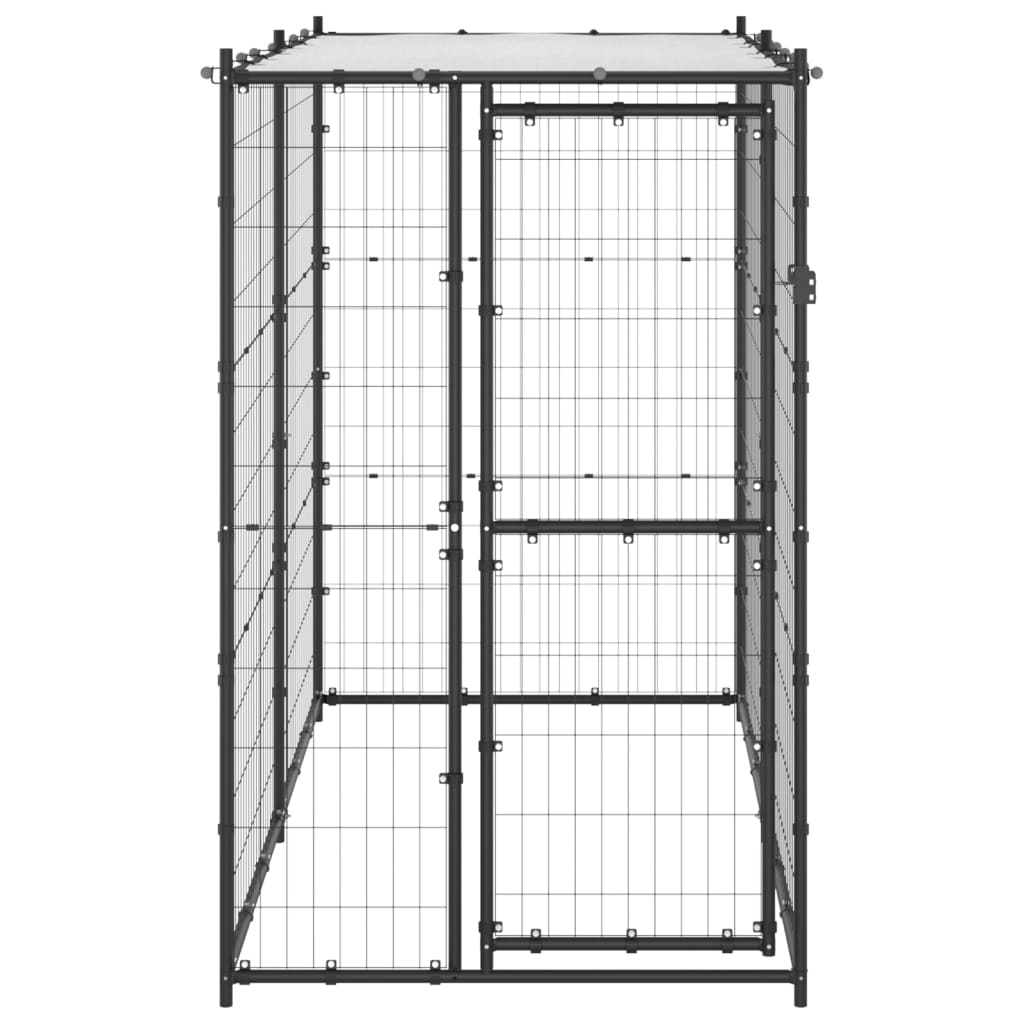 Vidaxl hundkennel för utanför med tak 110x220x180 cm stål