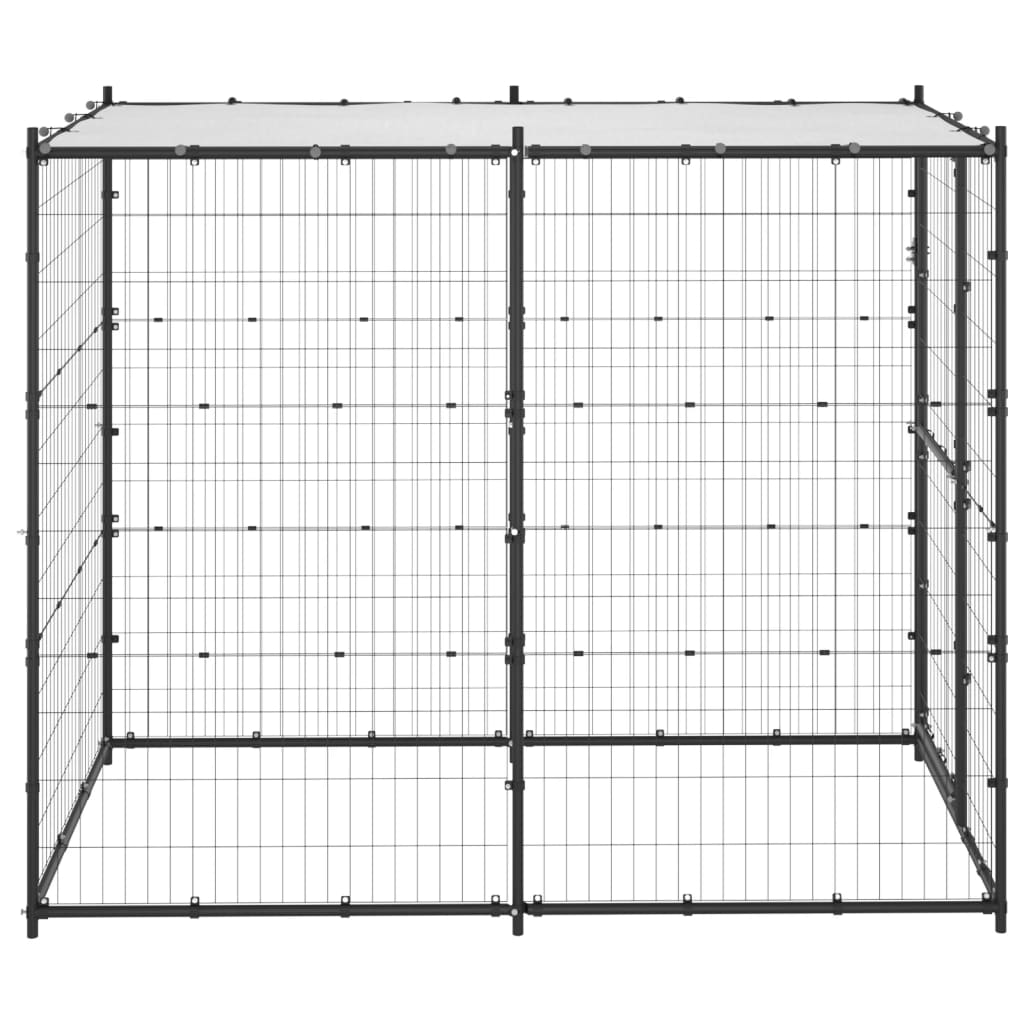 Vidaxl hundkennel för utanför med tak 110x220x180 cm stål