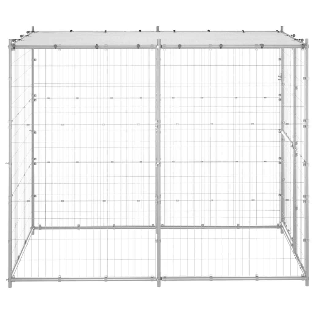 Vidaxl Hond Kennel dobausse mam Daach 110x20x180 cm galvaniséiert Stol