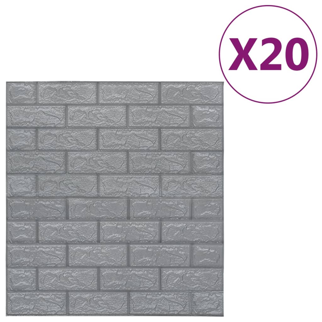 Vidaxl 3D wallpaper self-adhesive 20 st brick anthracite-colored