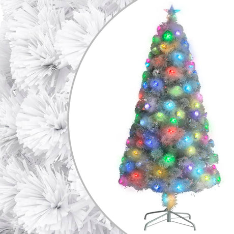 Vidaxl kunstkerstboom met verlichting 120 cm glasvezel wit