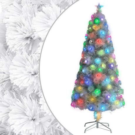 Vidaxl kunstkerstboom met verlichting 150 cm glasvezel wit