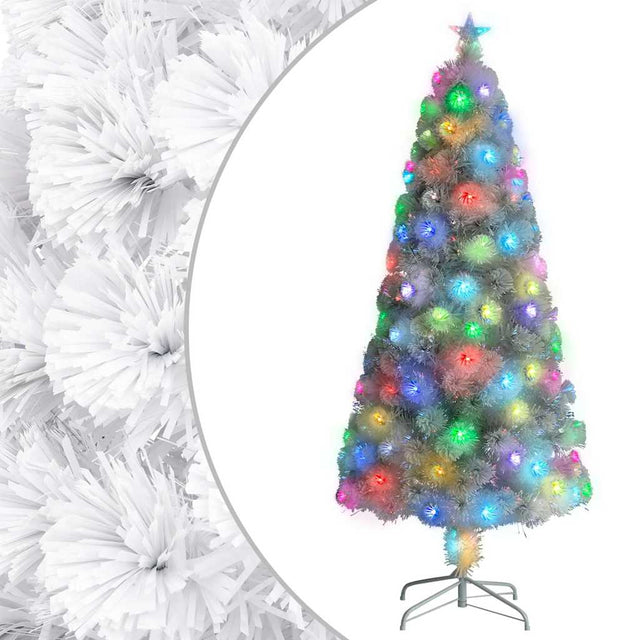 Vidaxl kunstkerstboom met verlichting 150 cm glasvezel wit