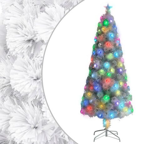 Vidaxl kunstkerstboom met verlichting 240 cm glasvezel wit