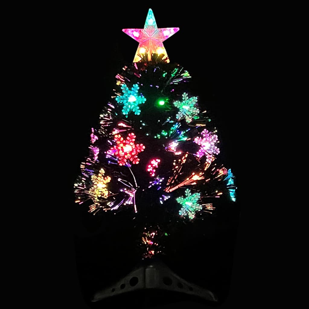 Vidaxl kerstboom met led-sneeuwvlokken 64 cm glasvezel zwart