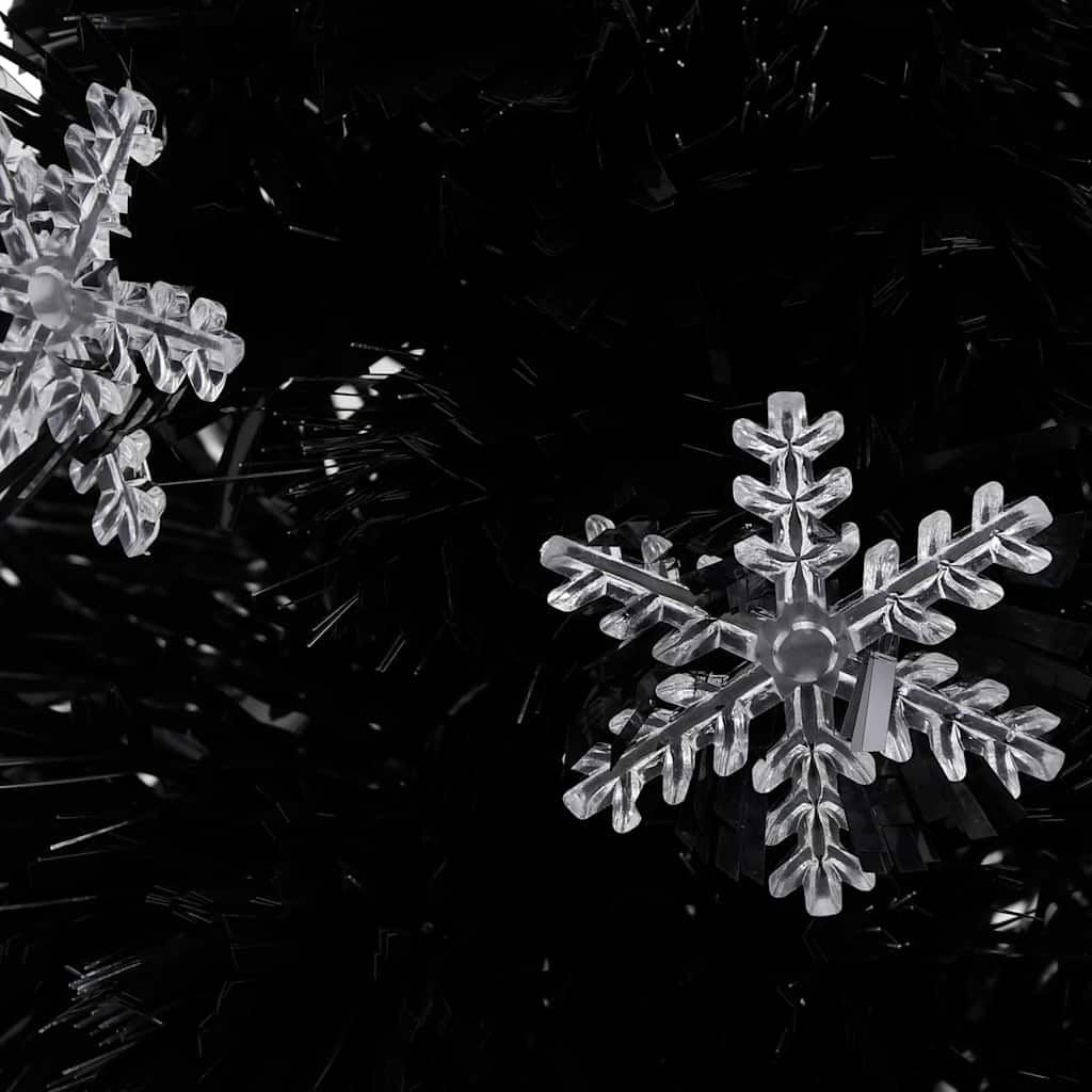 Vidaxl kerstboom met led-sneeuwvlokken 64 cm glasvezel zwart