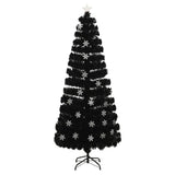 Vidaxl kerstboom met led-sneeuwvlokken 210 cm glasvezel zwart
