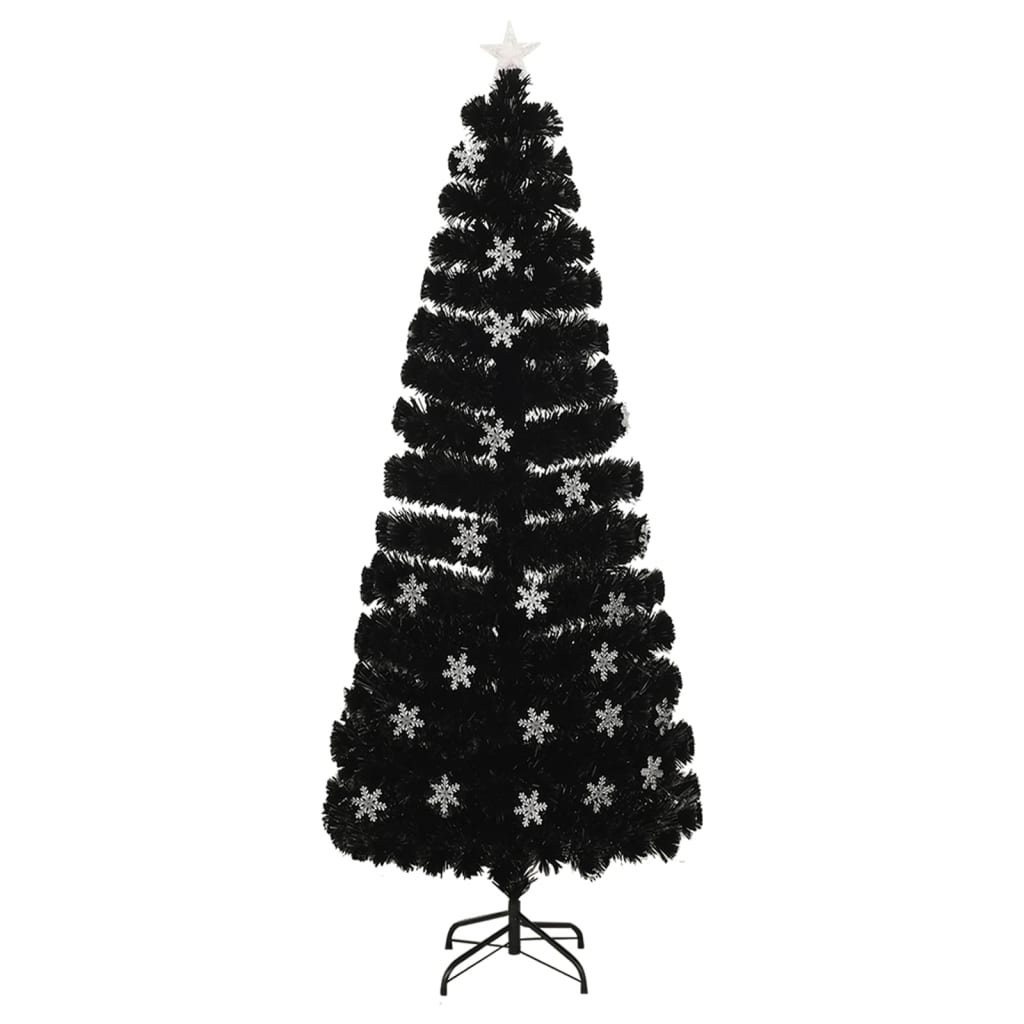 Vidaxl kerstboom met led-sneeuwvlokken 240 cm glasvezel zwart