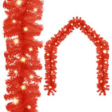 Vidaxl Christmas Garland med LED -lys 10 m rød