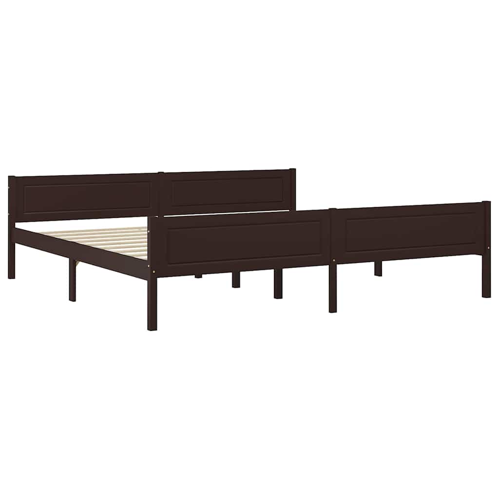 Vidaxl bedframe massief grenenhout donkerbruin 200x200 cm