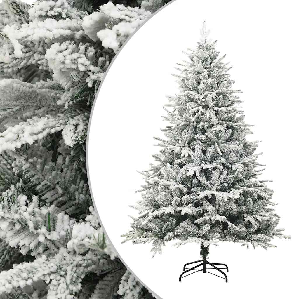 Vidaxl kunstkerstboom met sneeuwvlokken 180 cm pvc en pe groen