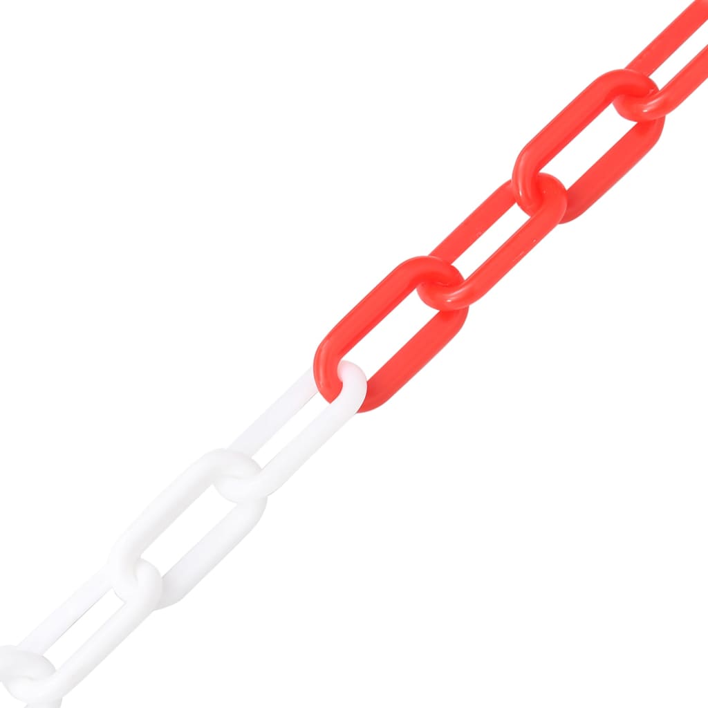 Cadena de seguridad de Vidaxl Ø 8 mm 30 m plástico rojo y blanco