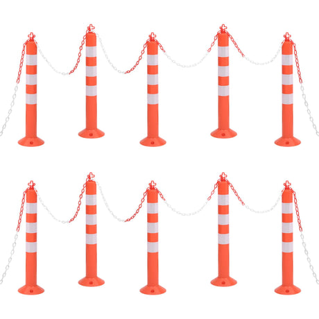 Vidaxl verkeerspalen met ketting 10 st 75 cm pe
