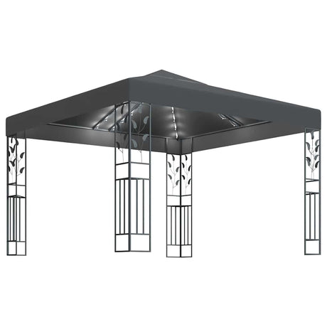 Vidaxl prieel met led-lichtslinger 3x3 m antracietkleurig