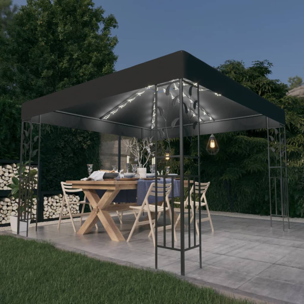 Arbor vidaxl avec guirlande légère à LED 3x3 m de couleur anthracite