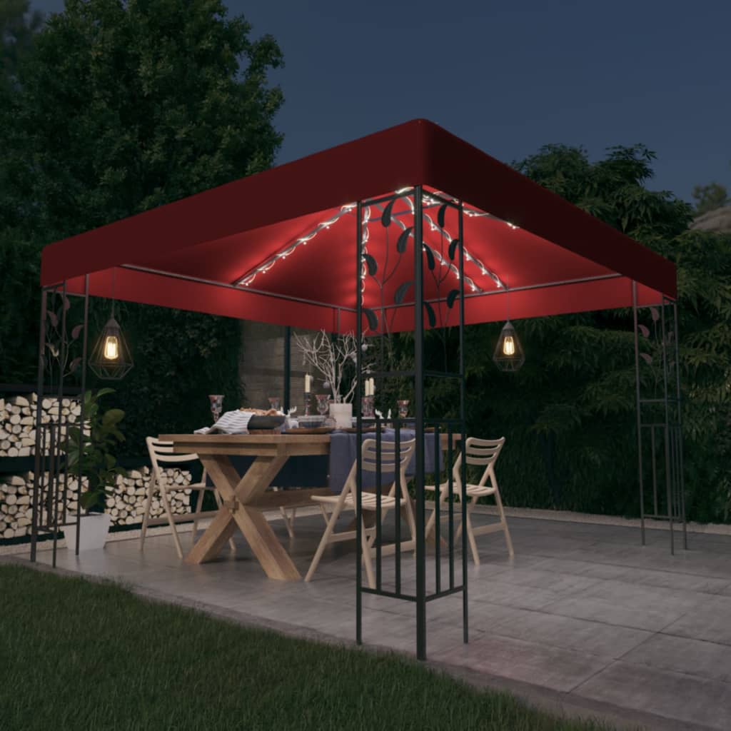 Vidaxl Arbor con ghirlanda leggera a led 3x3 m vino rosso