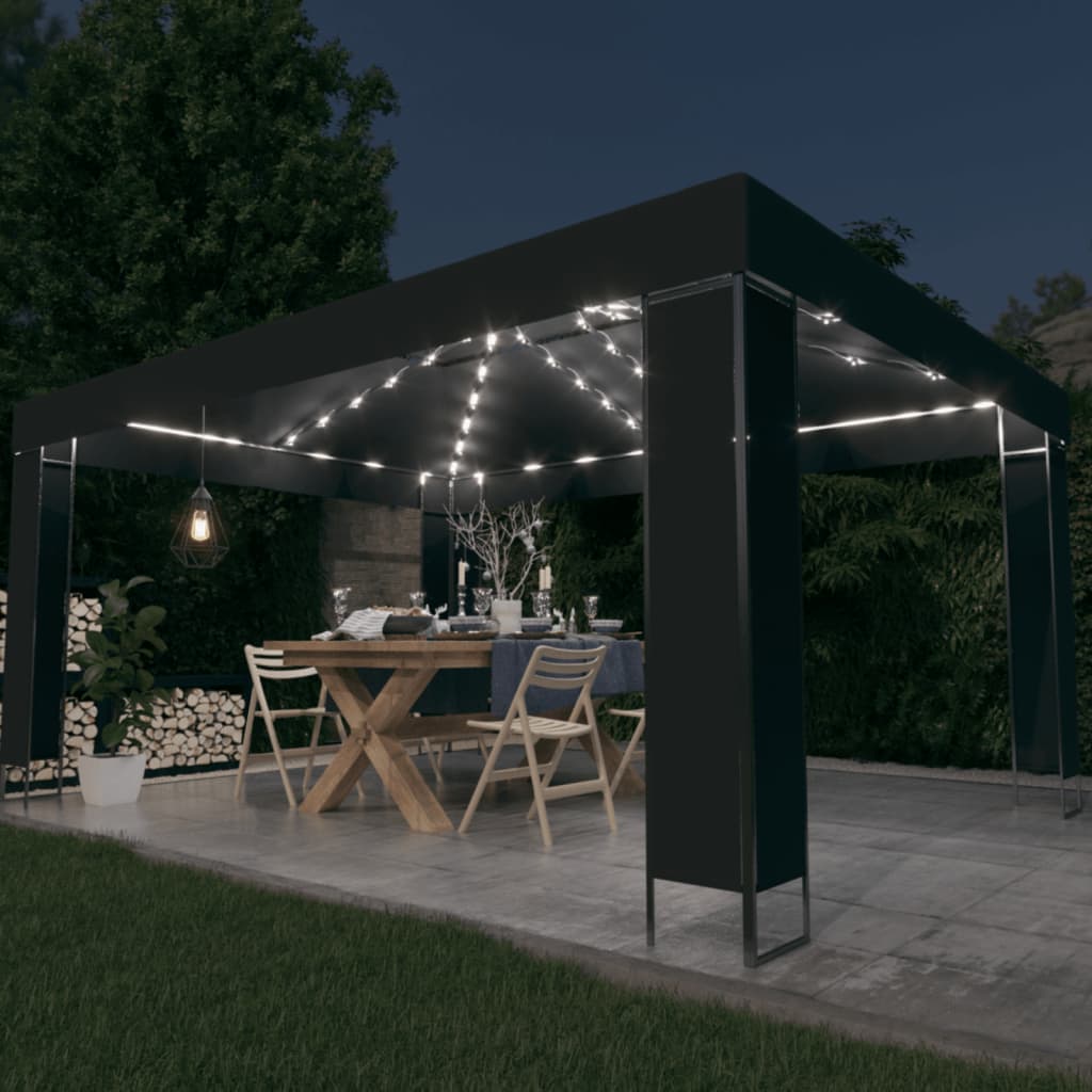 Vidaxl arbor with LED light garland 3x4 m anthracite colored