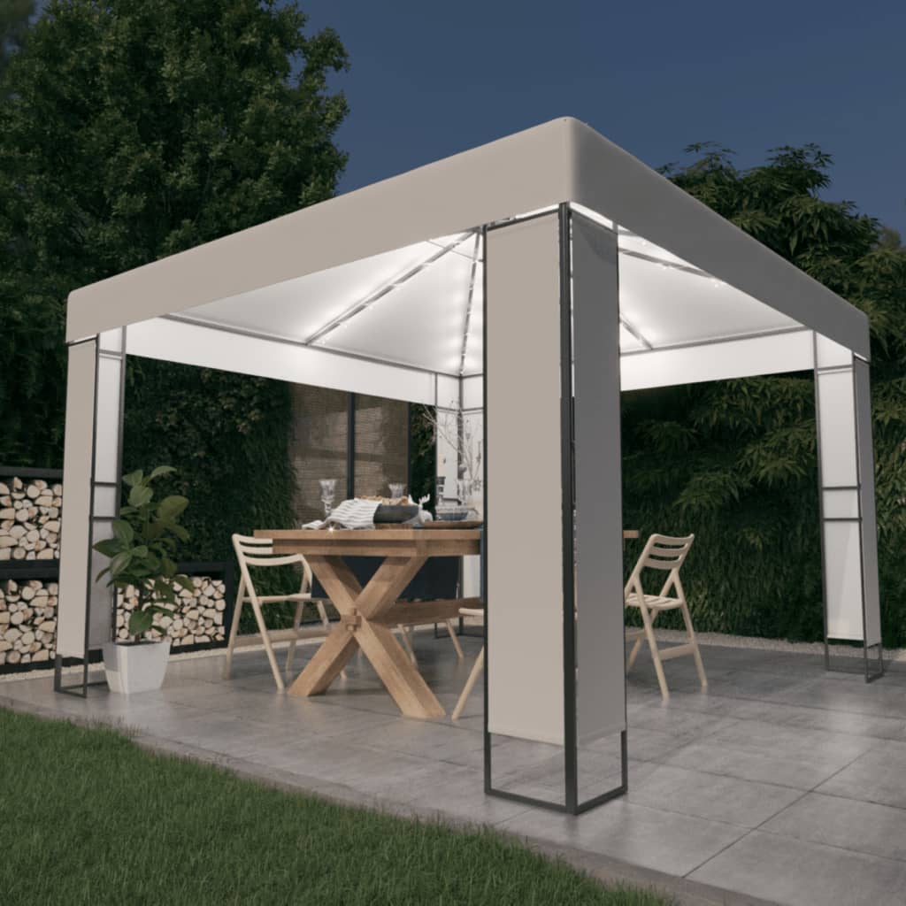 Vidaxl Arbor con doppio tetto e ghirlanda leggera a LED 3x3 m bianco