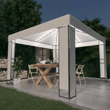 Arbor vidaxl avec toit double et guirlande de lumière LED 3x3 m blanc