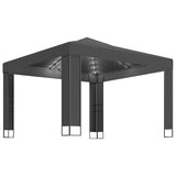 Vidaxl prieel met dubbel dak en led-lichtslinger 3x3 m antracietkleur