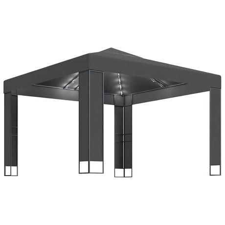 Vidaxl prieel met dubbel dak en led-lichtslinger 3x3 m antracietkleur