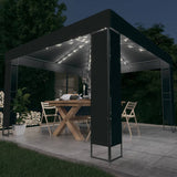 Vidaxl arbor with double roof and LED light garland 3x3 m anthracite color