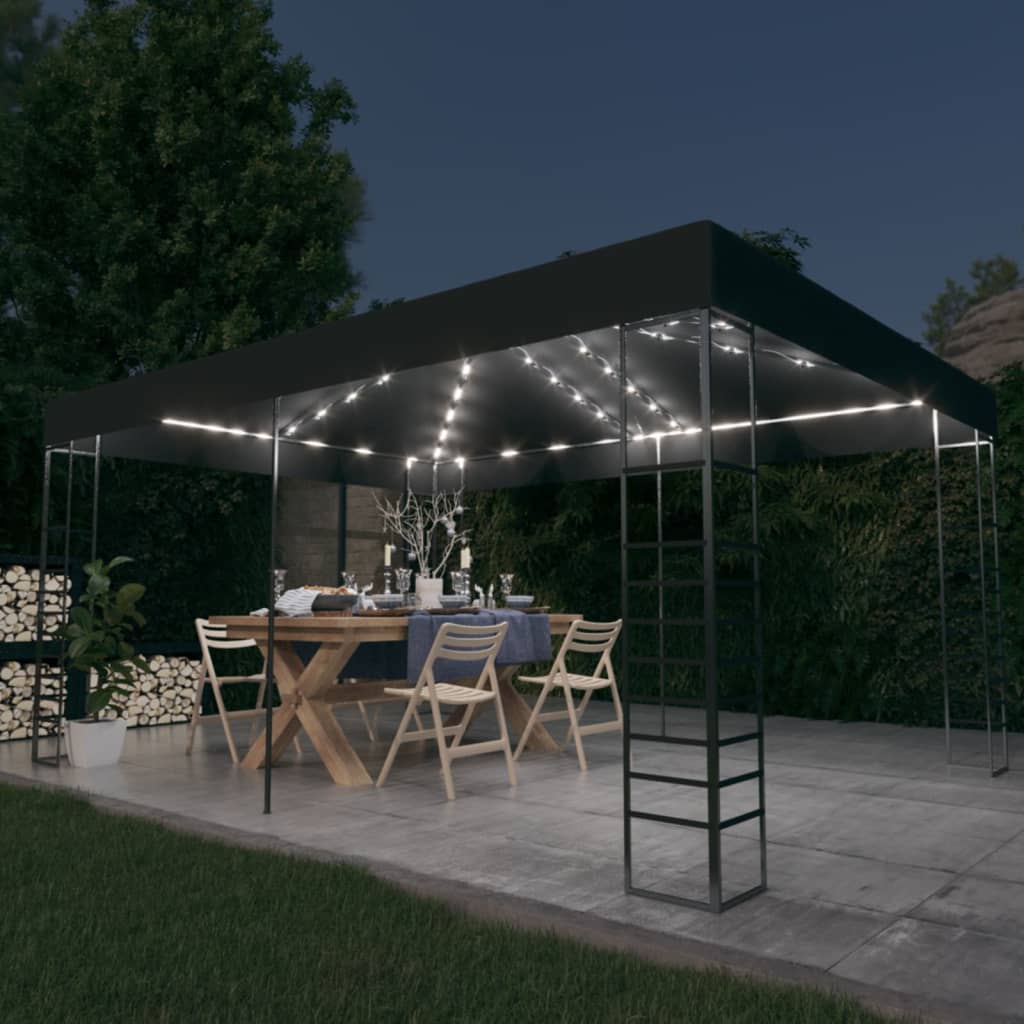 Arbor vidaxl avec une guirlande légère à LED 3x4 m de couleur anthracite