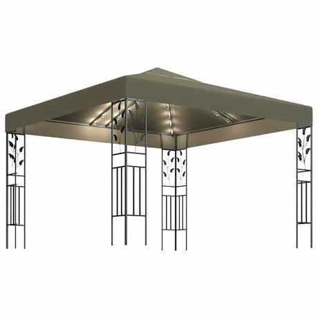 Vidaxl prieel met led-lichtslinger 3x3 m taupe