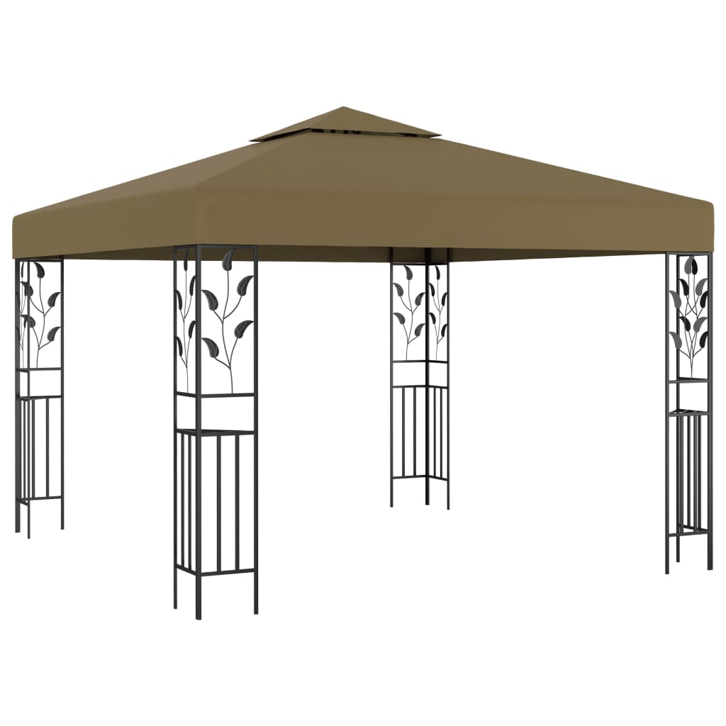 Vidaxl Arbor con ghirlanda leggera a led 3x3 m taupe