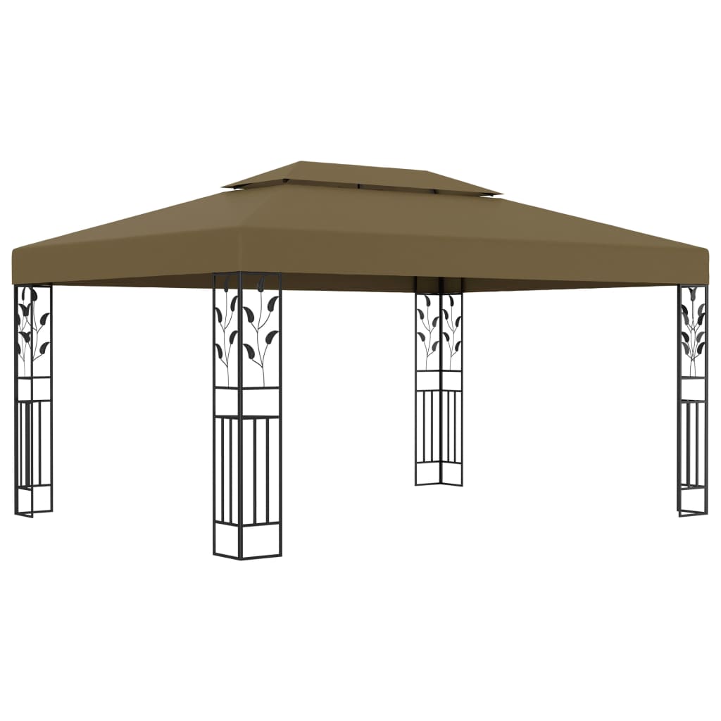 Vidaxl arbor with double roof and LED light garland 3x4 m Taupe