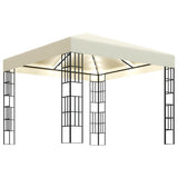 Vidaxl prieel met led-lichtslinger 3x3 m crèmekleurig