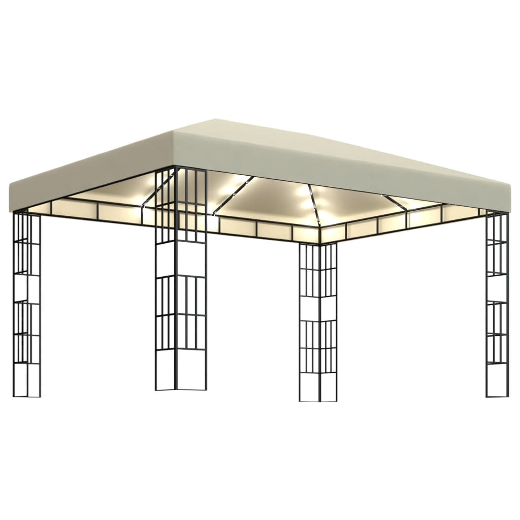 Vidaxl Arbor con ghirlanda leggera a led 3x4 m color crema