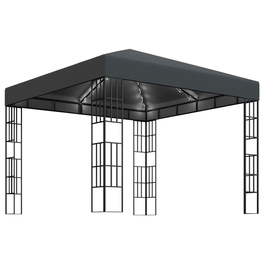 Arbor vidaxl avec guirlande légère à LED 3x3 m de couleur anthracite