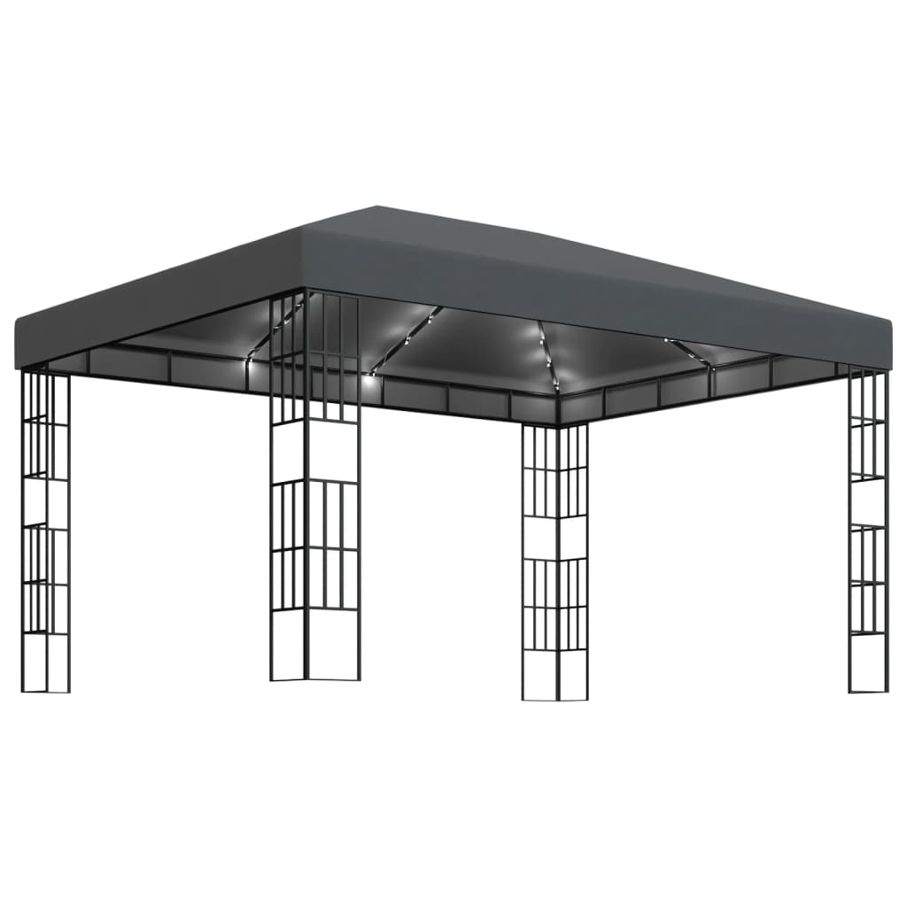 Arbor vidaxl avec une guirlande légère à LED 3x4 m de couleur anthracite