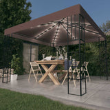 Vidaxl prieel met led-lichtslinger 3x3 m taupe