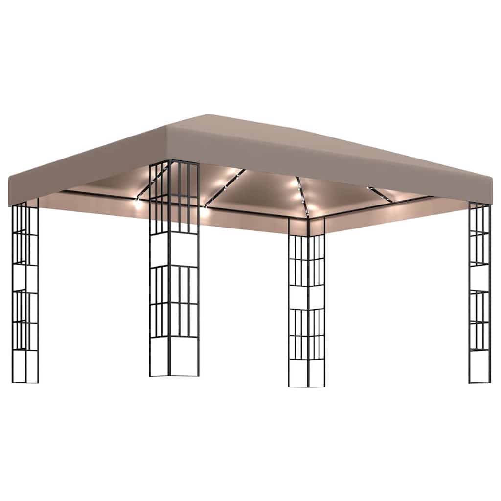 Vidaxl prieel met led-lichtslinger 4x3 m taupe