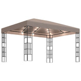Vidaxl prieel met led-lichtslinger 4x3 m taupe