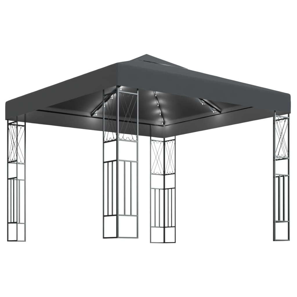 Vidaxl Arbor med LED-ljus Garland 3x3 m damm Anthracite-färgad